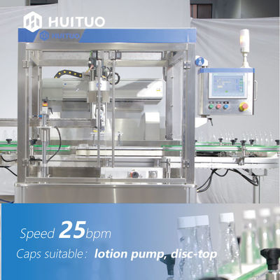 Máquina tampando servo da garrafa linear automática do parafuso com elevador e classificador do tampão