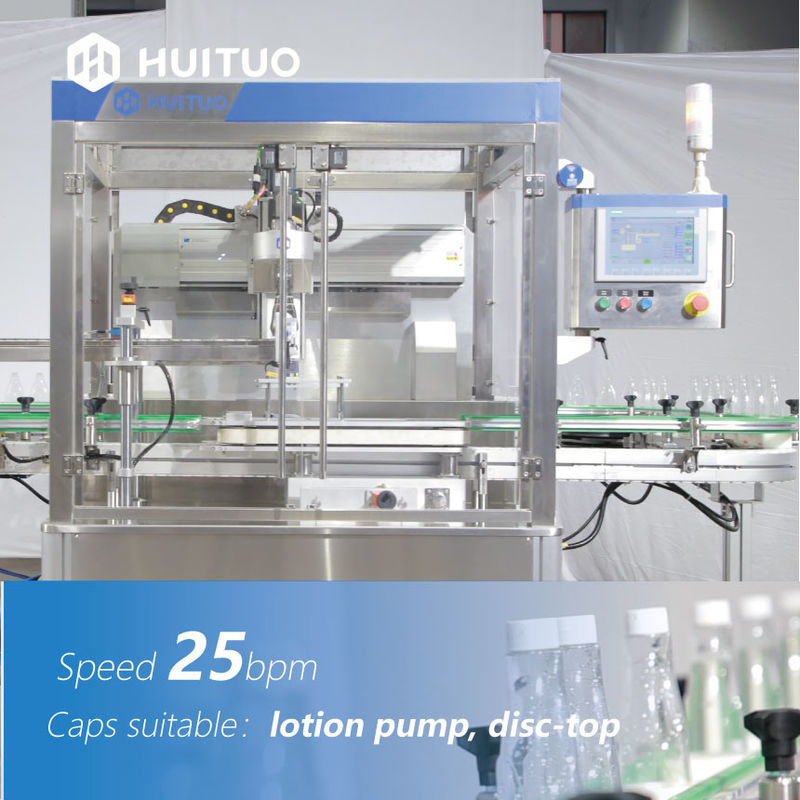 Máquina tampando servo da garrafa linear automática do parafuso com elevador e classificador do tampão